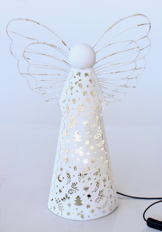 Large White Metal Angel Electric Light